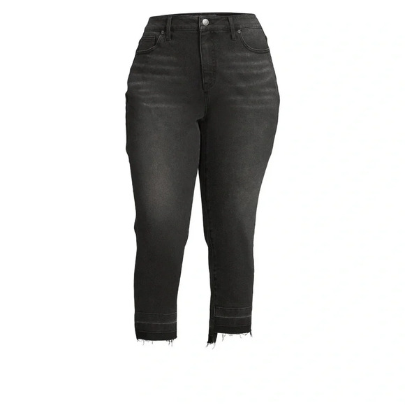 Terra & Sky Women's Plus Size Step Hem Straight Leg Jeans, 27" Inseam - Picture 4 of 5